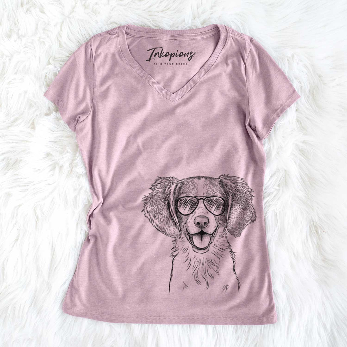 Happy Holly the Brittany Spaniel - Women's V-neck Shirt