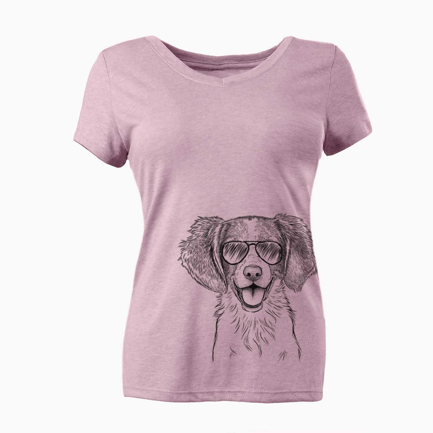 Aviator Happy Holly the Brittany Spaniel - Women's V-neck Shirt