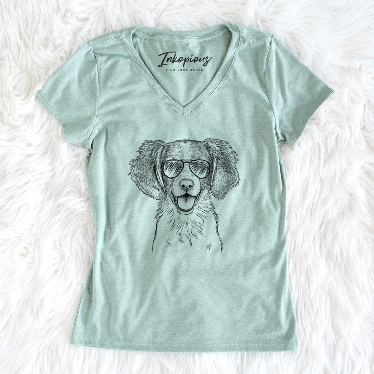 Aviator Happy Holly the Brittany Spaniel - Women's V-neck Shirt