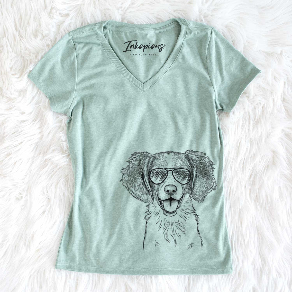 Aviator Happy Holly the Brittany Spaniel - Women's V-neck Shirt