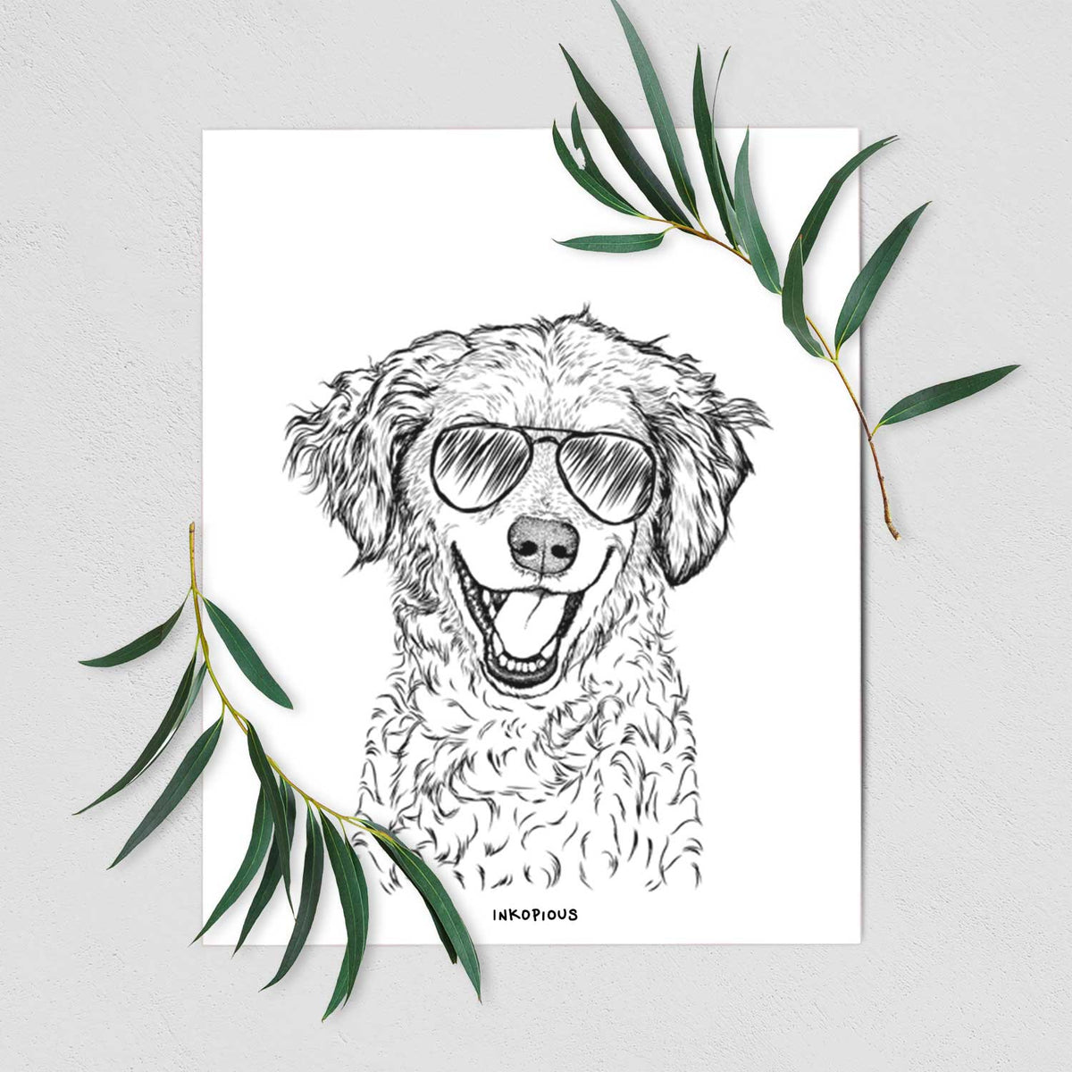 Happy Otis the Minature Goldendoodle Art Print