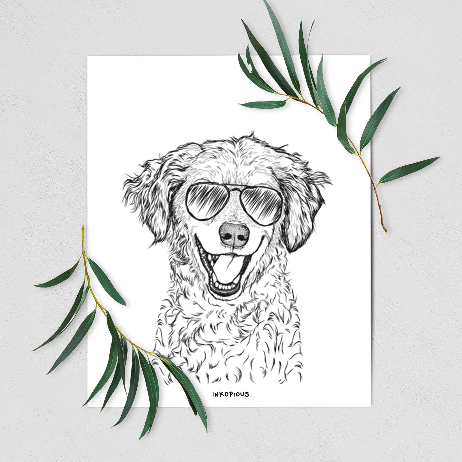 Happy Otis the Minature Goldendoodle Art Print
