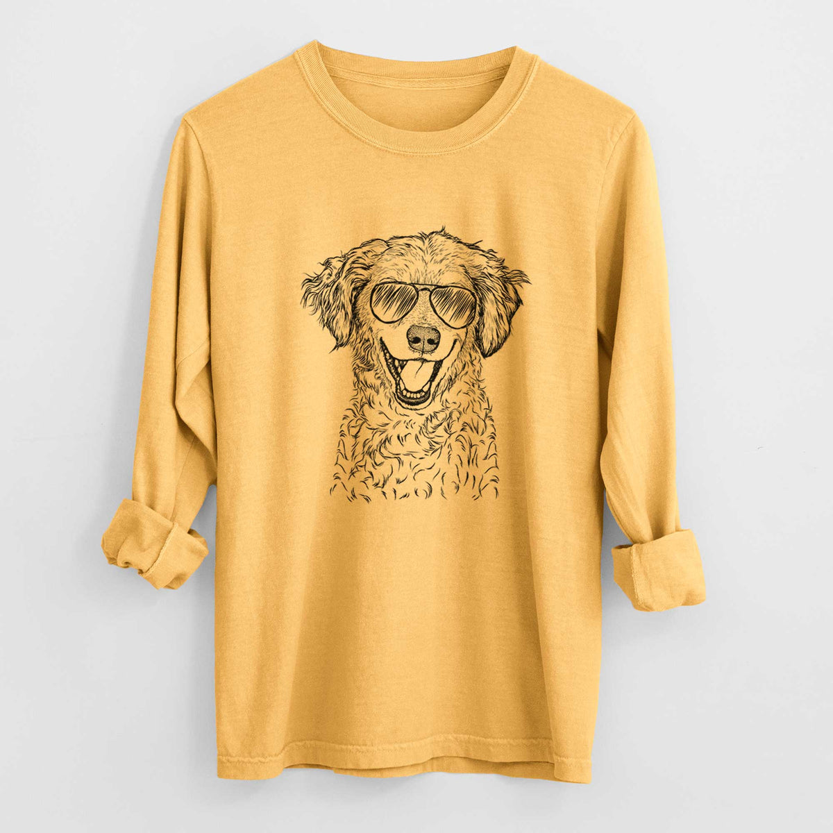 Aviators Happy Otis the Miniature Goldendoodle - Heavyweight 100% Cotton Long Sleeve