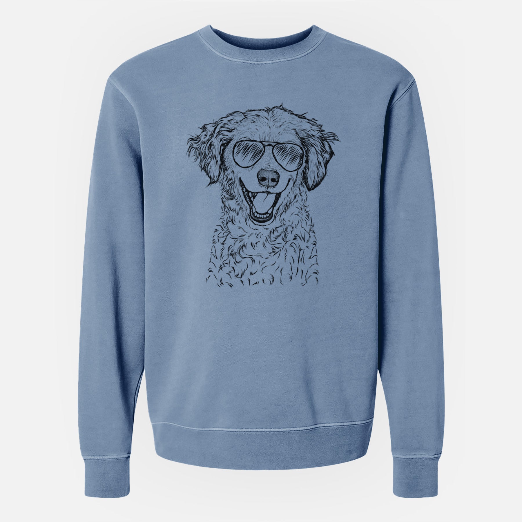 Aviator Happy Otis the Miniature Goldendoodle - Unisex Pigment Dyed Crew Sweatshirt