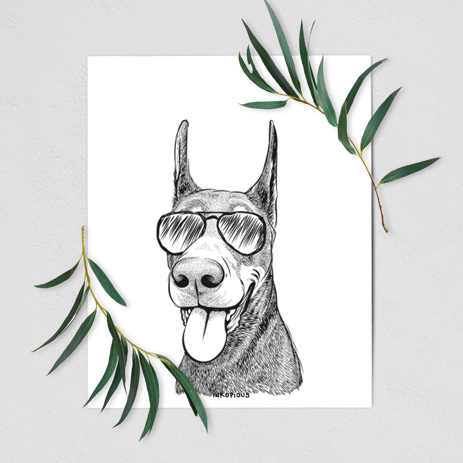 Happy Sunny the Doberman Pinscher Art Print