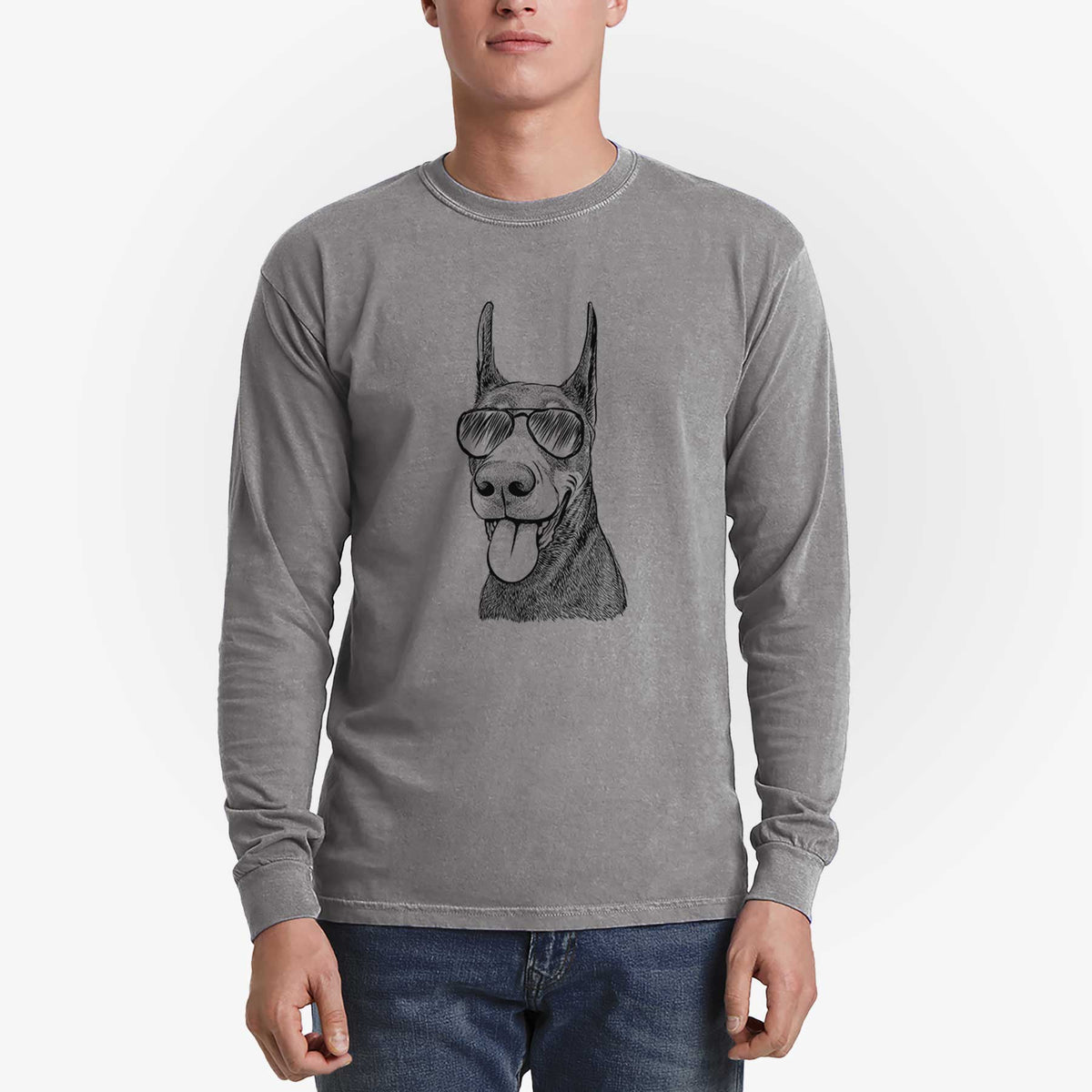 Aviators Happy Sunny the Doberman Pinscher - Heavyweight 100% Cotton Long Sleeve