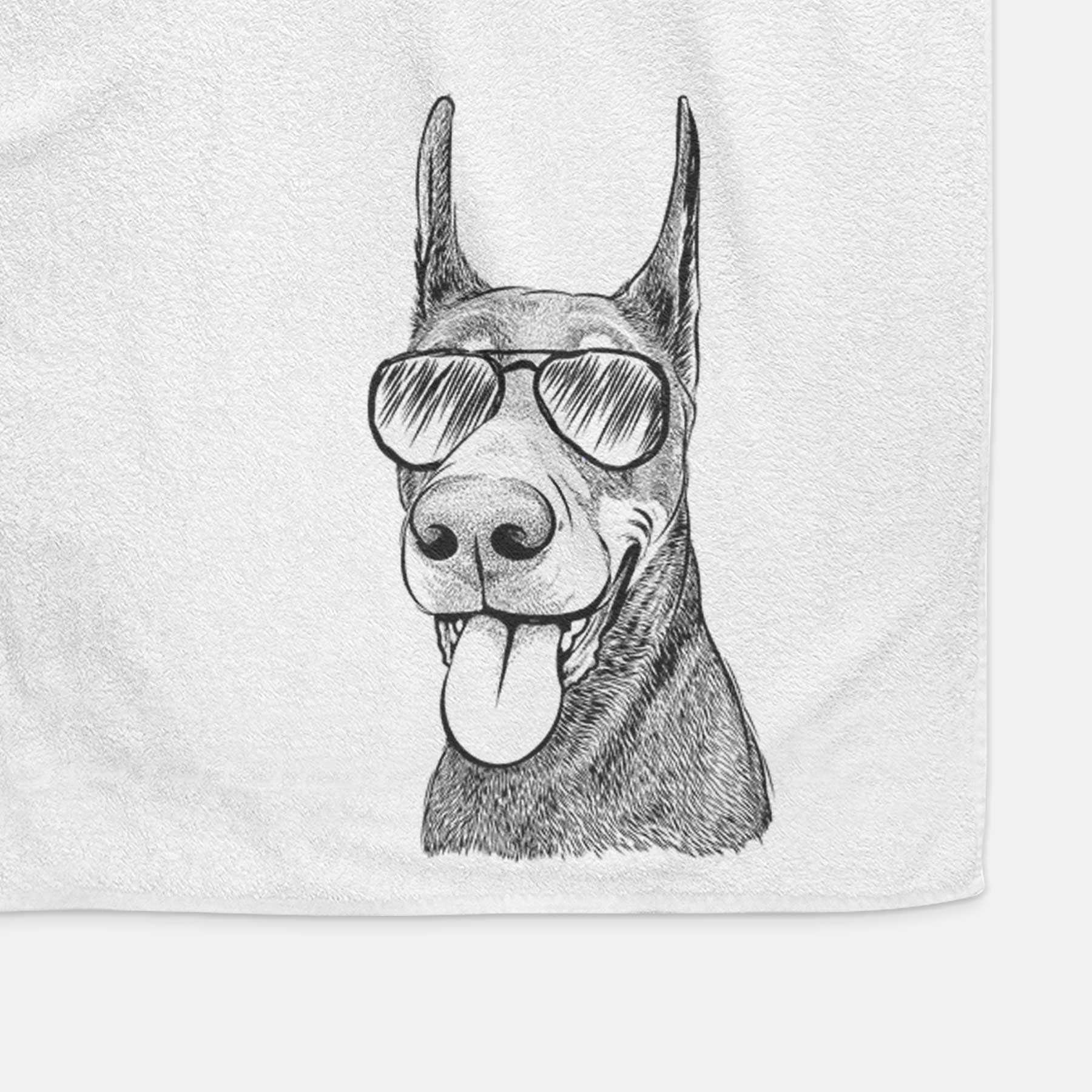 Happy Sunny the Doberman Pinscher Decorative Hand Towel