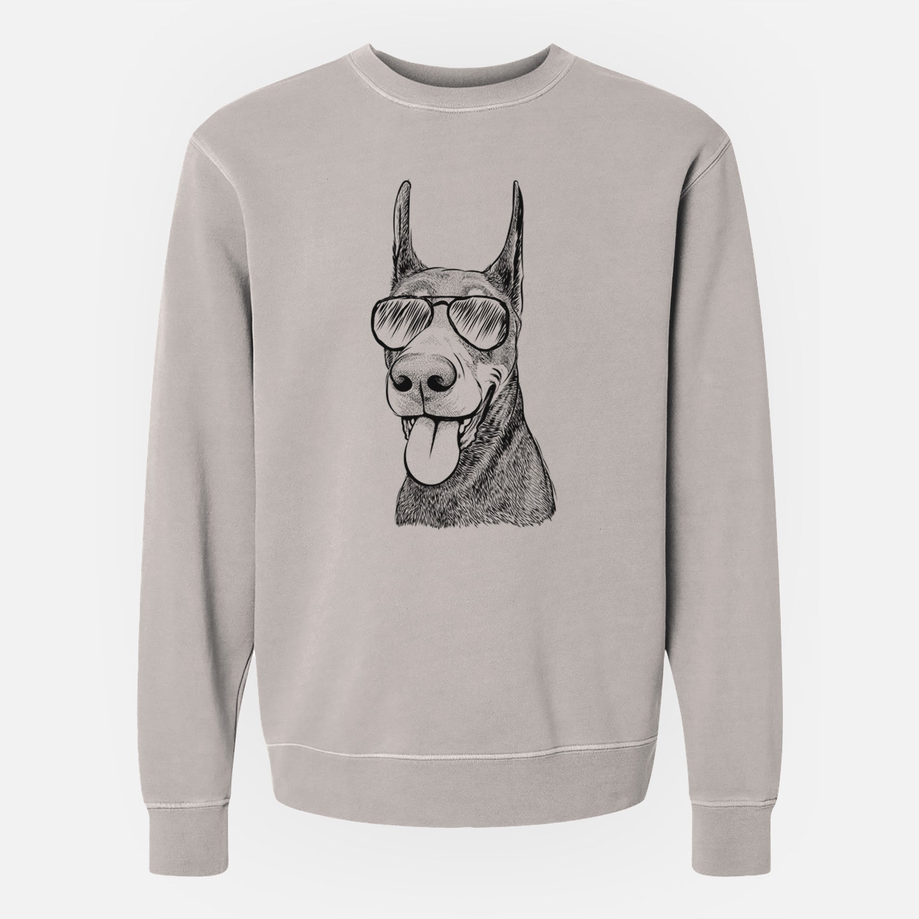 Aviator Happy Sunny the Doberman Pinscher - Unisex Pigment Dyed Crew Sweatshirt