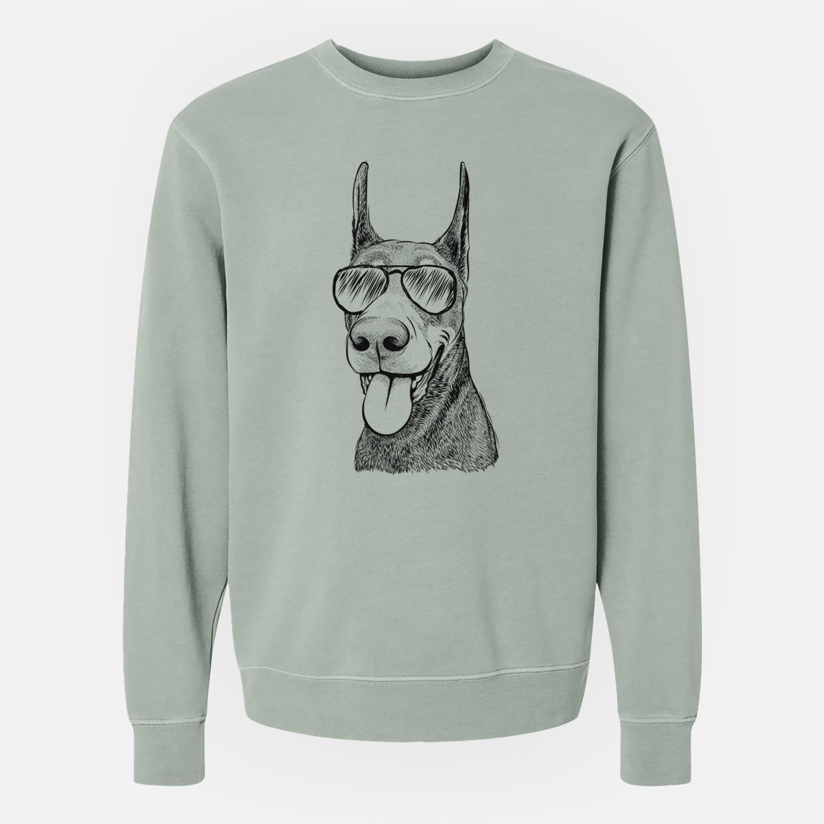 Aviator Happy Sunny the Doberman Pinscher - Unisex Pigment Dyed Crew Sweatshirt