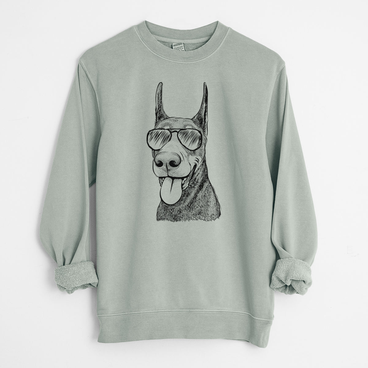 Aviator Happy Sunny the Doberman Pinscher - Unisex Pigment Dyed Crew Sweatshirt
