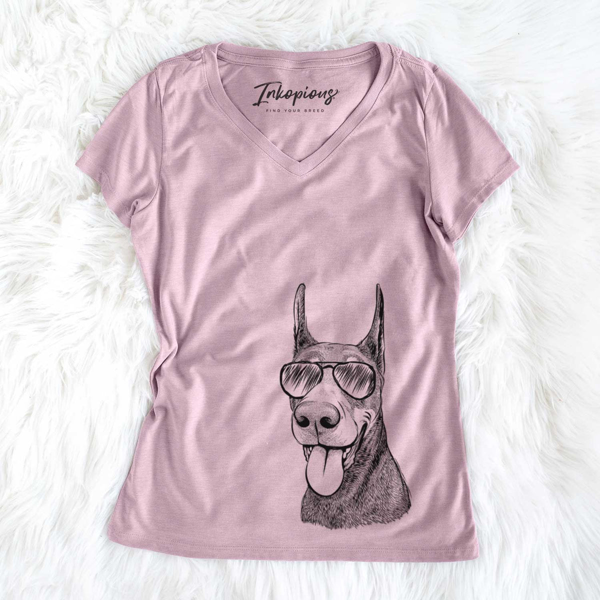 Happy Sunny the Doberman Pinscher - Women's V-neck Shirt