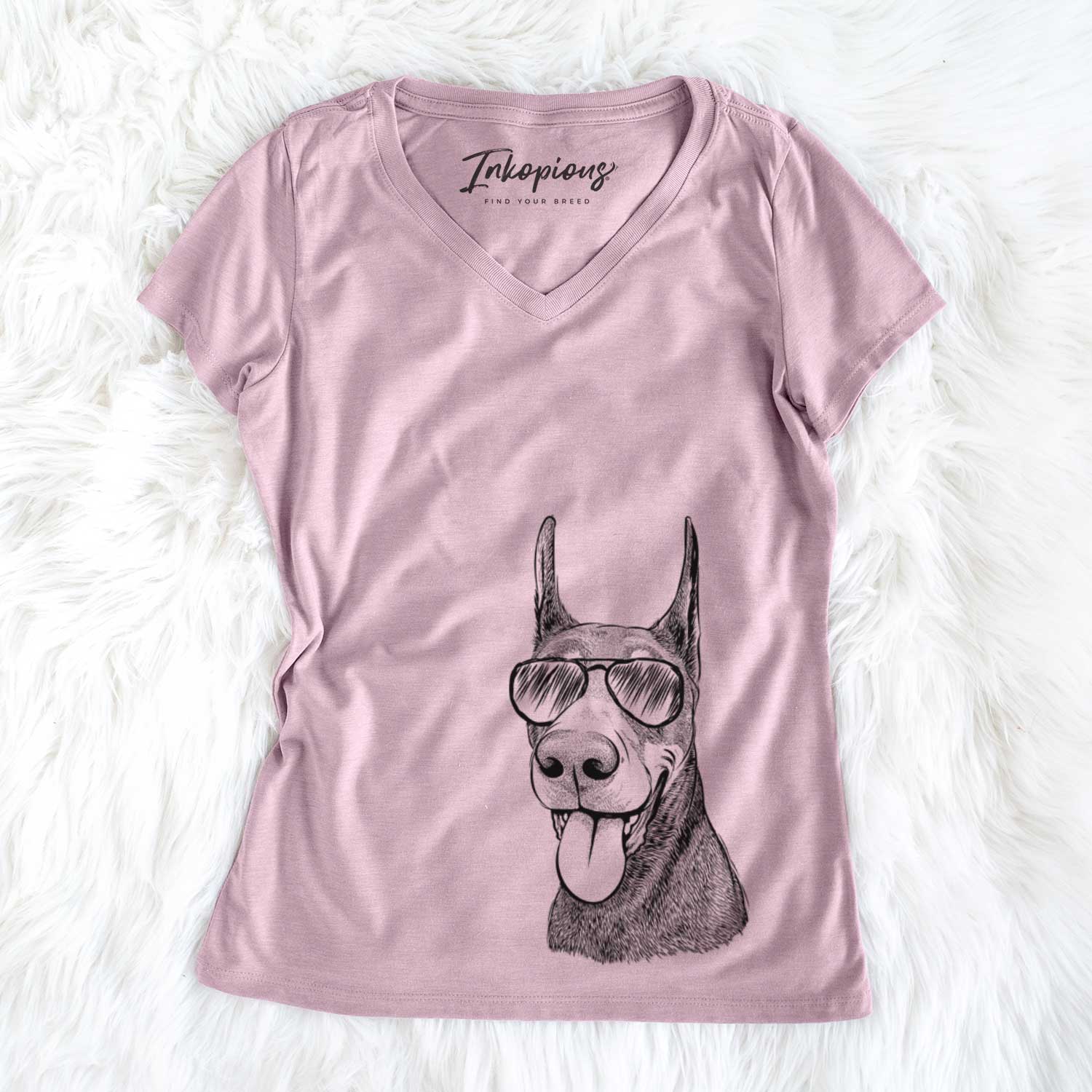 Happy Sunny the Doberman Pinscher - Women's V-neck Shirt