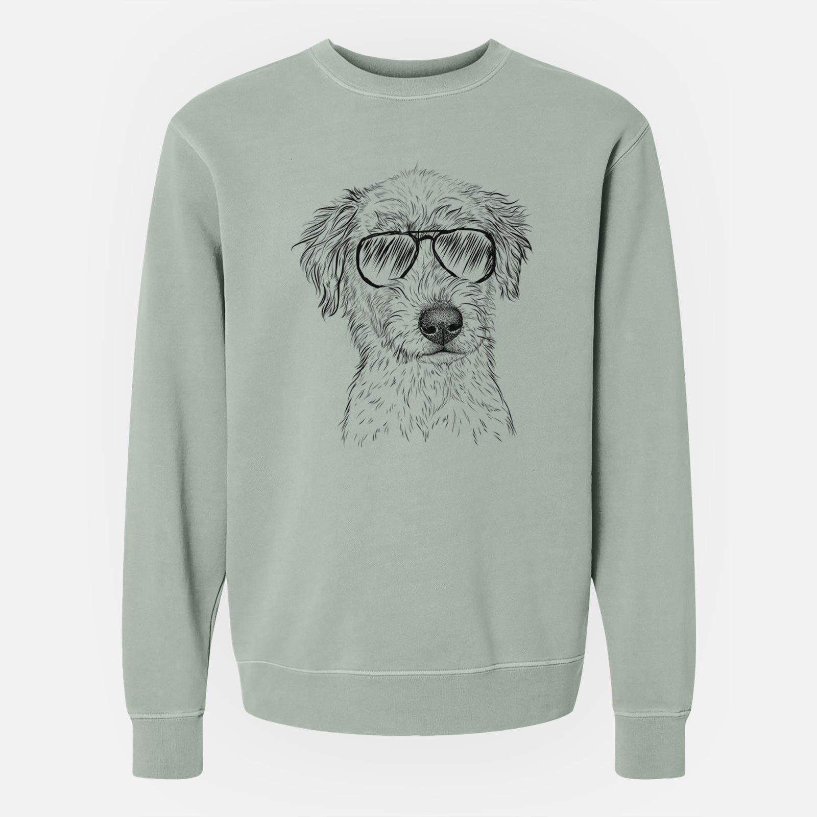 Aviator Harry the Mixed Breed Puppy - Unisex Pigment Dyed Crew Sweatshirt