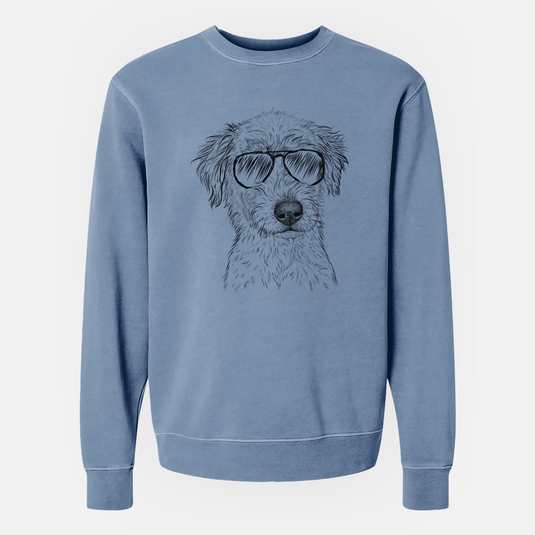 Aviator Harry the Mixed Breed Puppy - Unisex Pigment Dyed Crew Sweatshirt