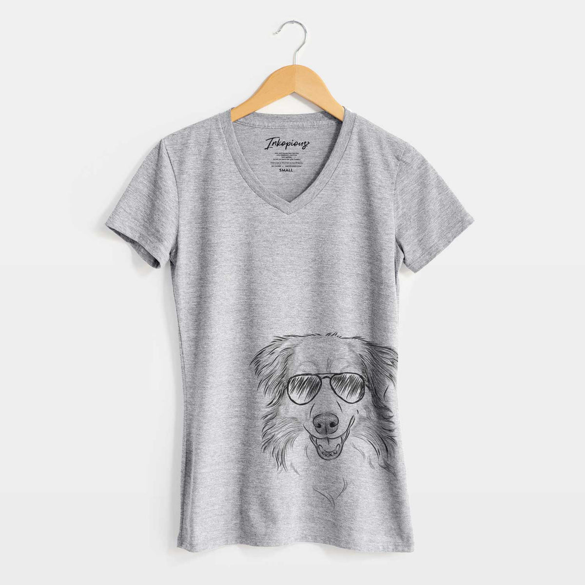 Aviator Hattie the Australian Shepherd - Women&#39;s V-neck Shirt