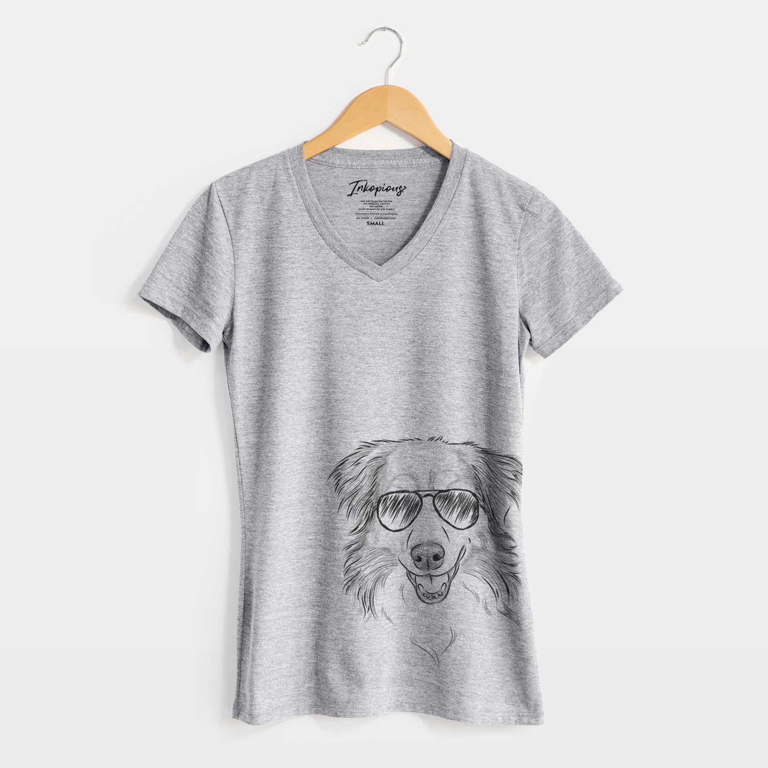 Aviator Hattie the Australian Shepherd - Women's V-neck Shirt