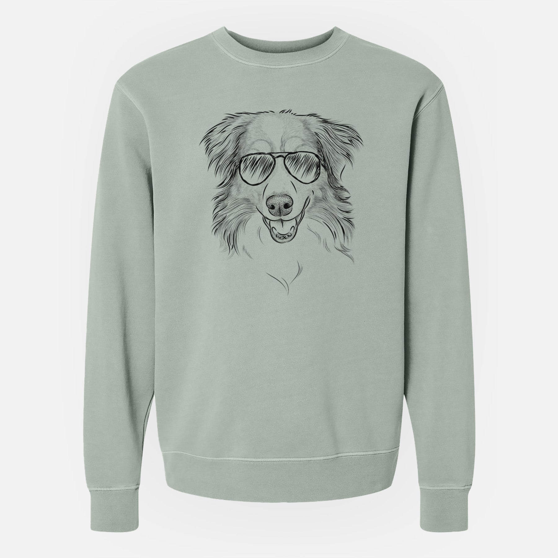 Aviator Hattie the Australian Shepherd - Unisex Pigment Dyed Crew Sweatshirt