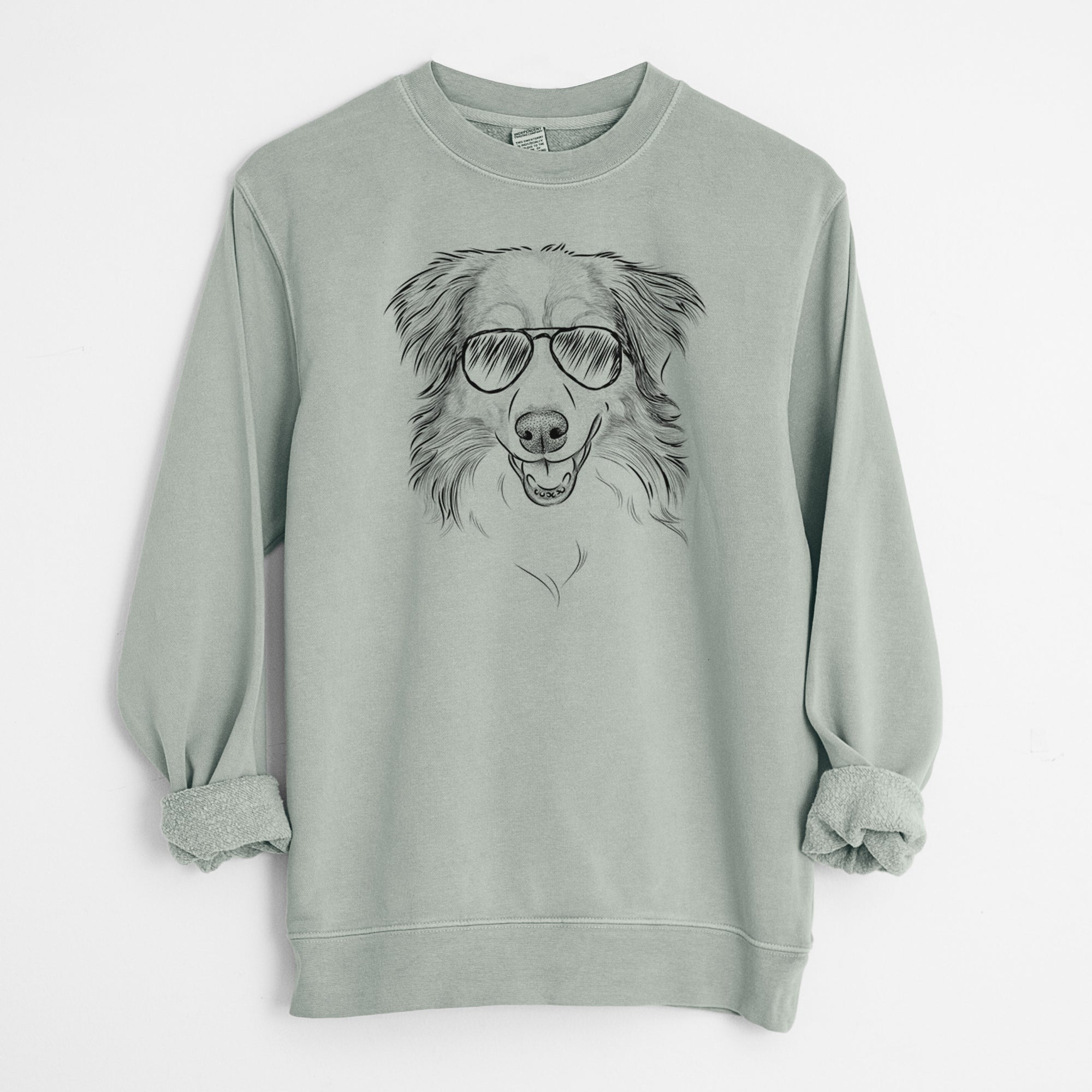 Aviator Hattie the Australian Shepherd - Unisex Pigment Dyed Crew Sweatshirt