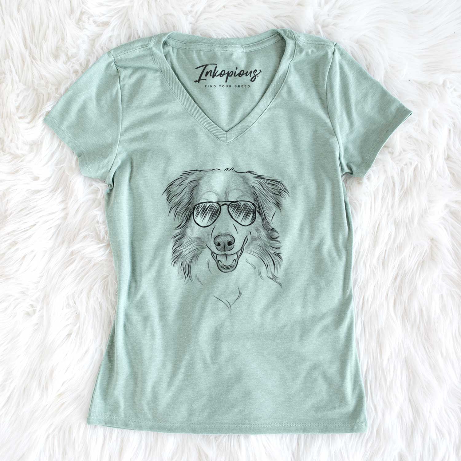 Aviator Hattie the Australian Shepherd - Women's V-neck Shirt