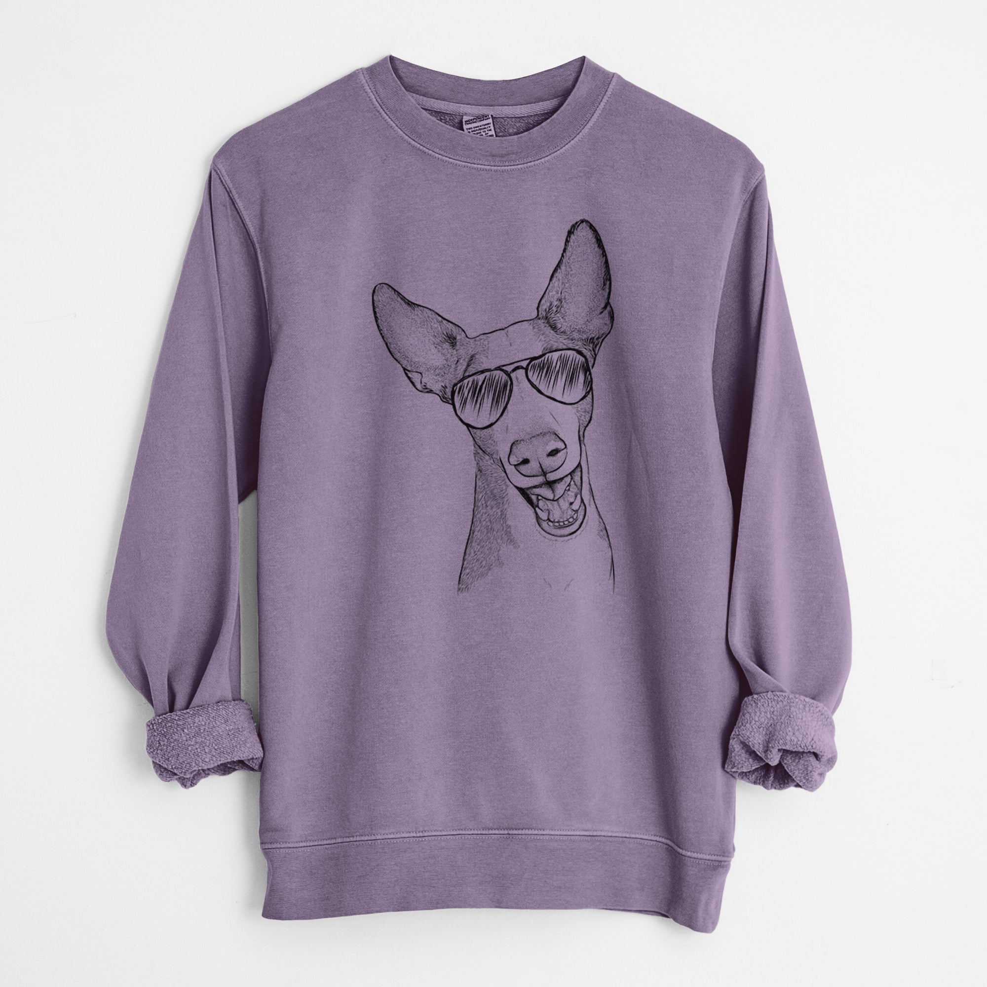 Aviator Havok the Ibizan Hound - Unisex Pigment Dyed Crew Sweatshirt