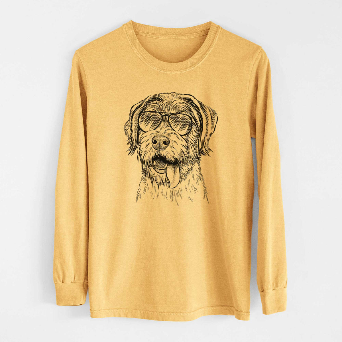 Aviators Hazel the German Wirehaired Pointer Mix - Heavyweight 100% Cotton Long Sleeve