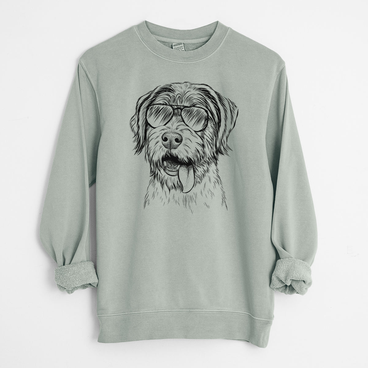 Aviator Hazel the German Wirehaired Pointer Mix - Unisex Pigment Dyed Crew Sweatshirt