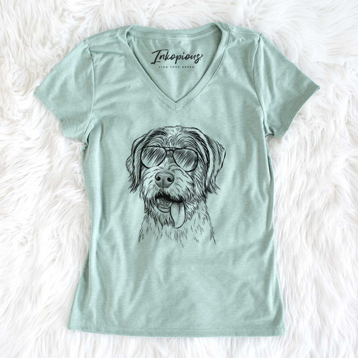 Aviator Hazel the German Wirehaired Pointer Mix - Women's V-neck Shirt