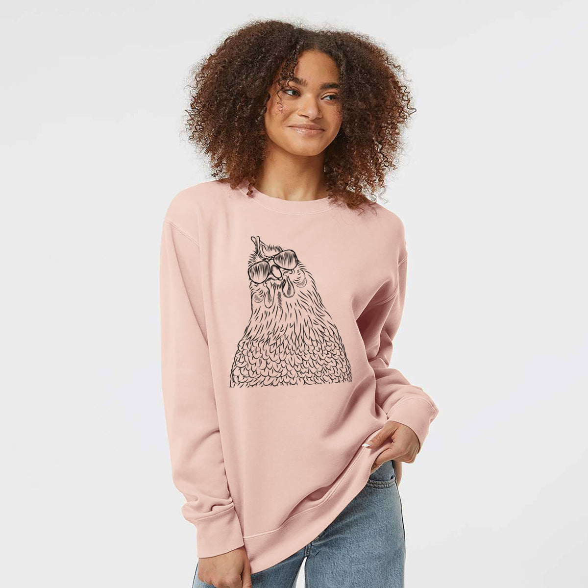 Aviator Henrietta the Chicken - Unisex Pigment Dyed Crew Sweatshirt
