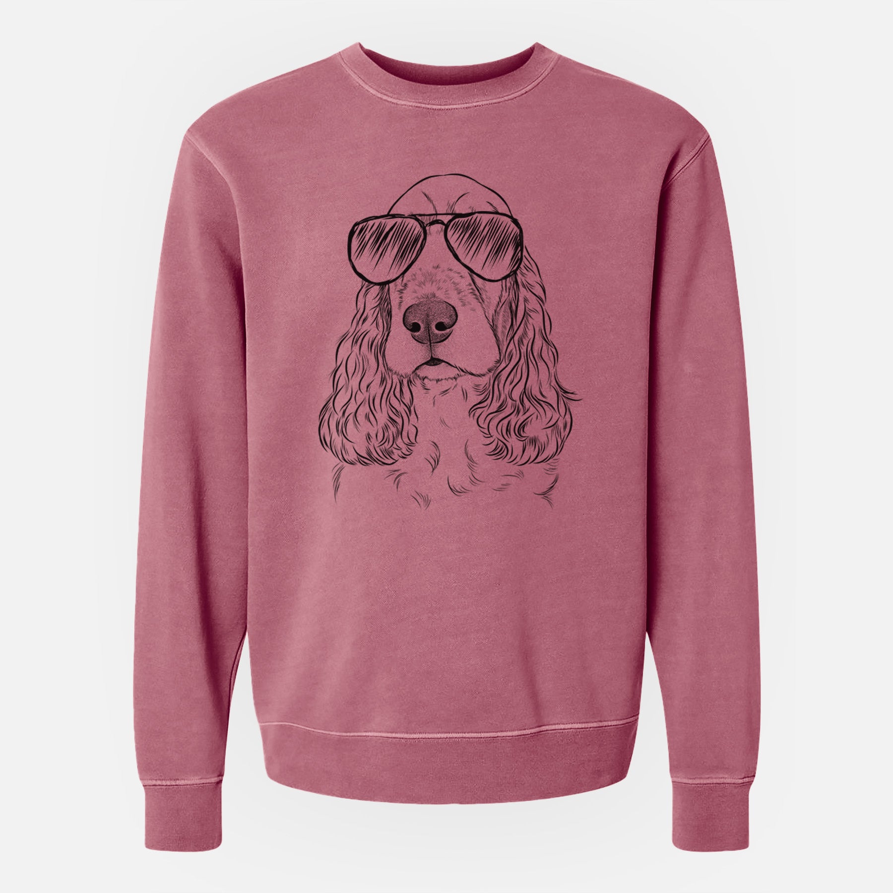 Aviator Henry the English Cocker Spaniel - Unisex Pigment Dyed Crew Sweatshirt