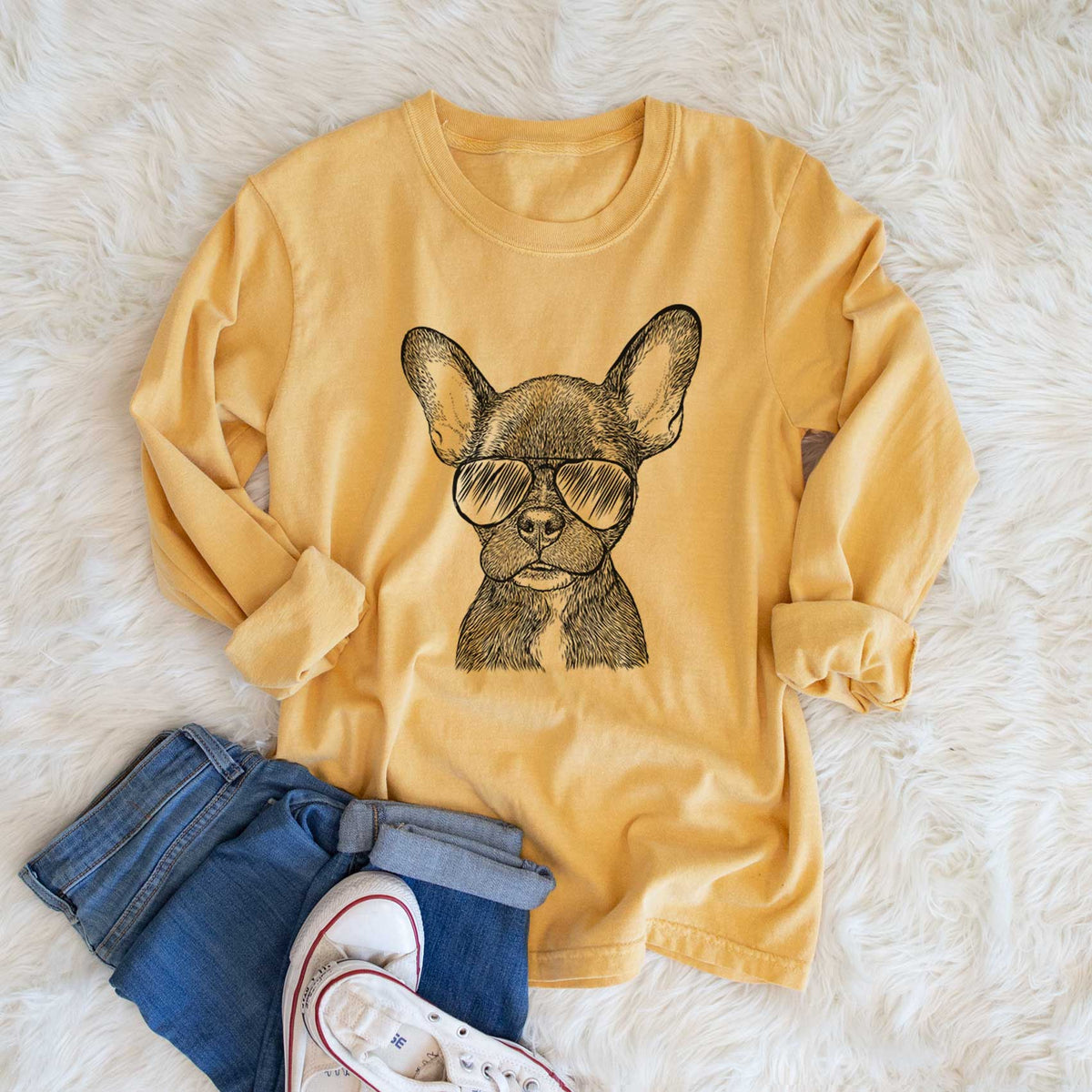 Aviators Henry the French Bulldog - Heavyweight 100% Cotton Long Sleeve