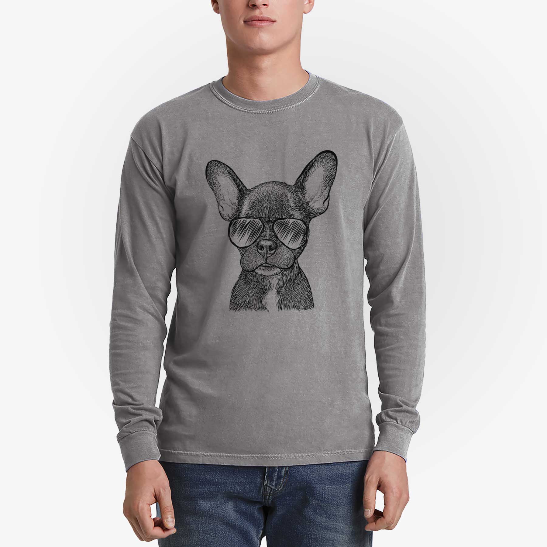 Aviators Henry the French Bulldog - Heavyweight 100% Cotton Long Sleeve