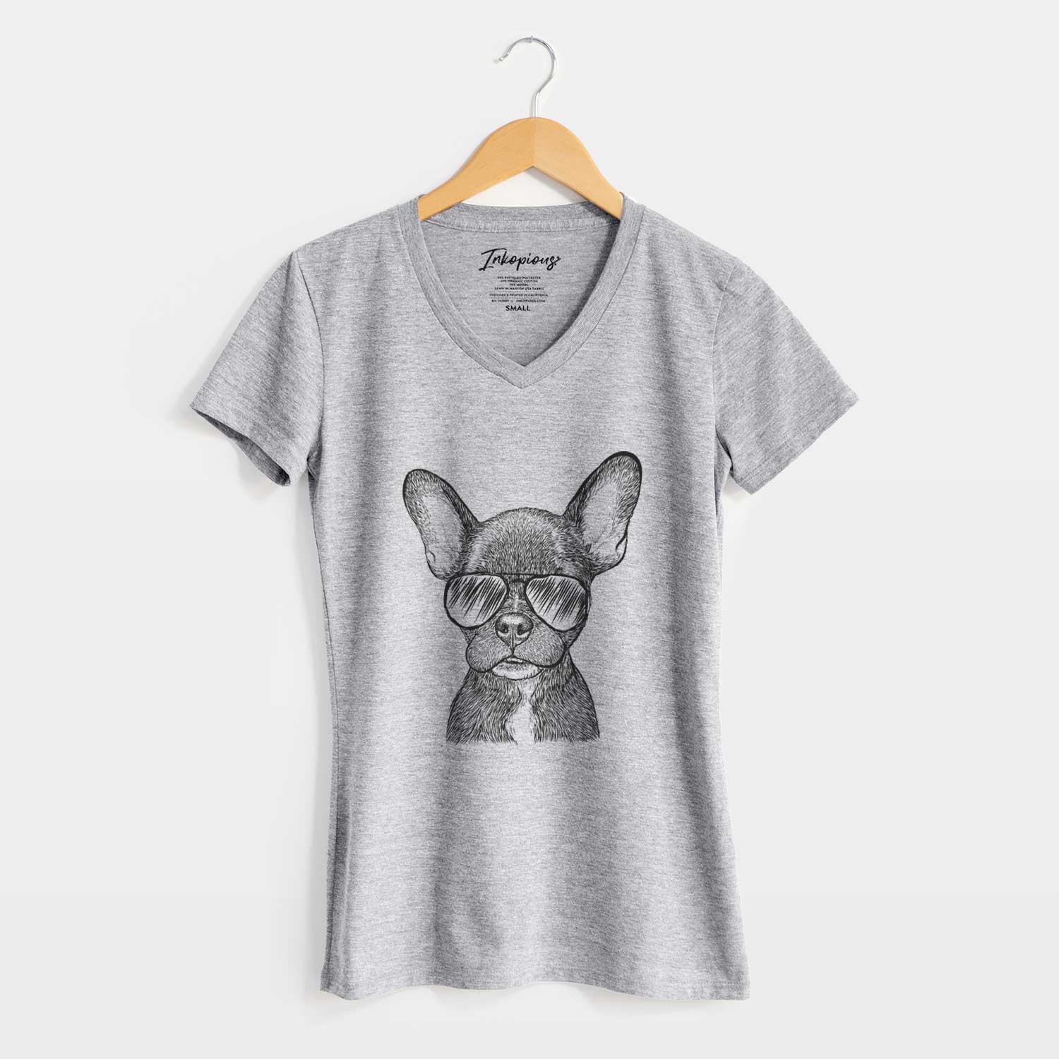 Aviator Henry the French Bulldog - Women's V-neck Shirt