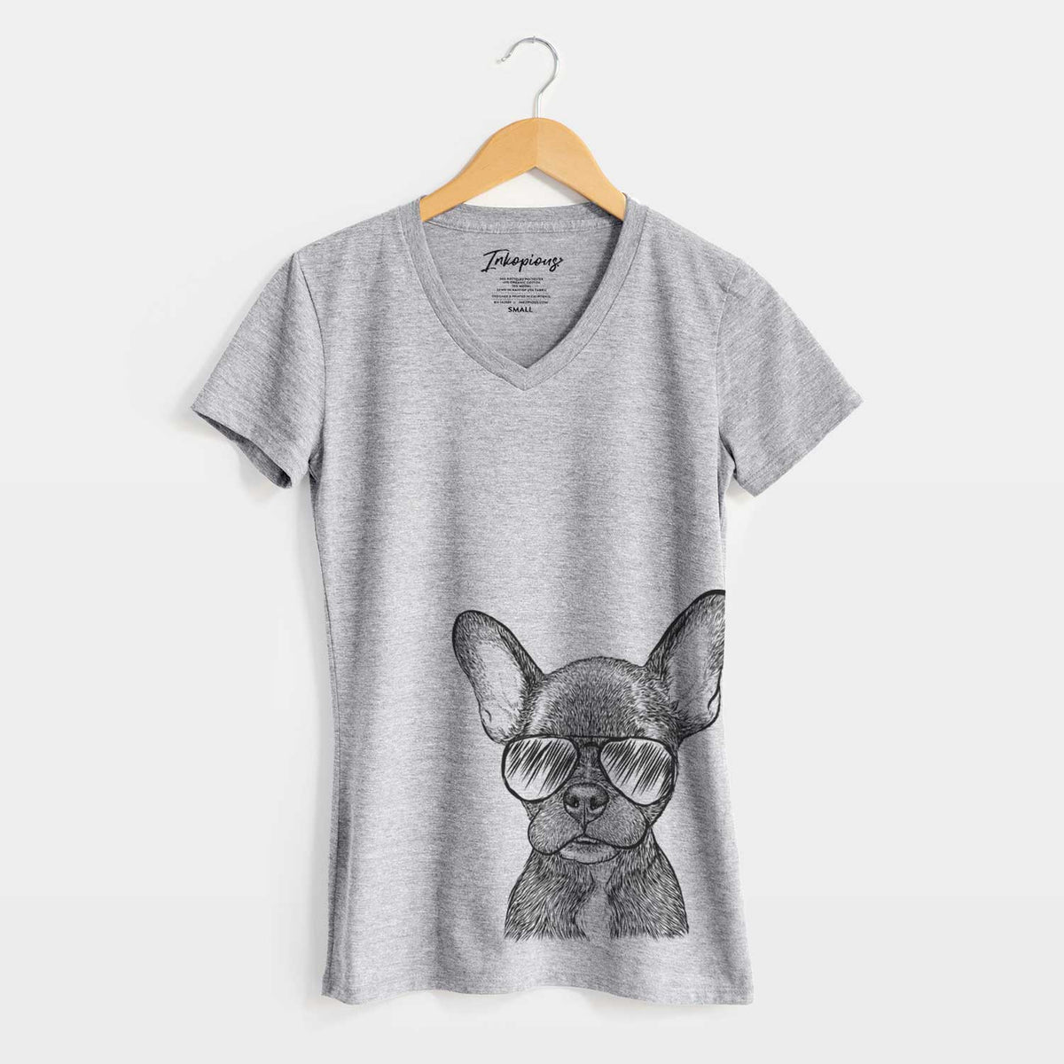 Aviator Henry the French Bulldog - Women's V-neck Shirt