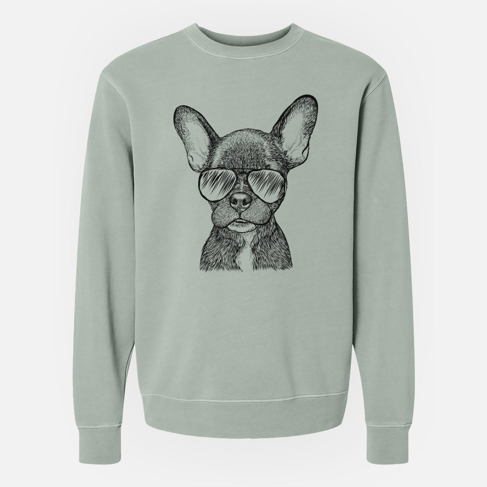 Aviator Henry the French Bulldog - Unisex Pigment Dyed Crew Sweatshirt