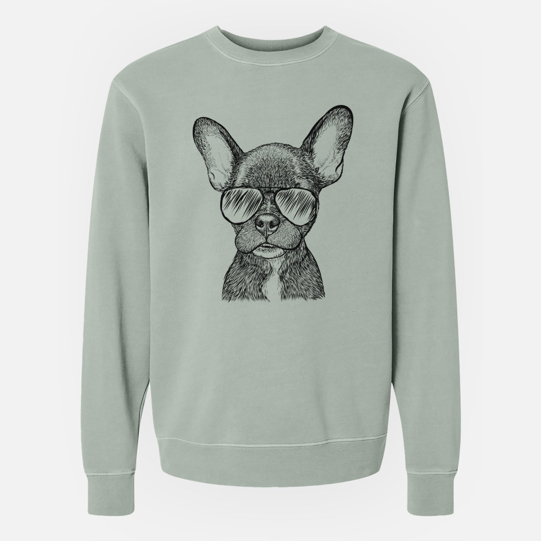 Aviator Henry the French Bulldog - Unisex Pigment Dyed Crew Sweatshirt