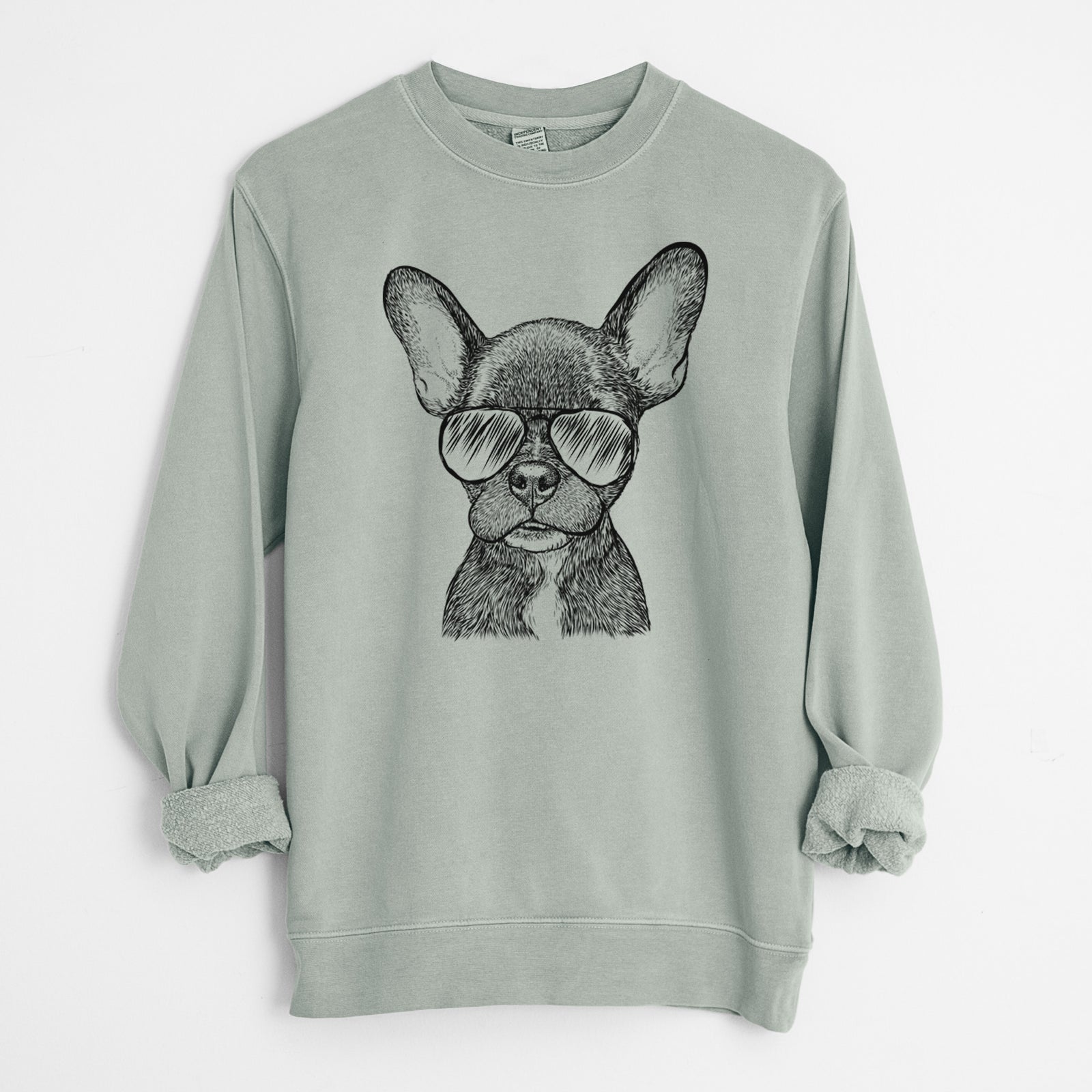 Aviator Henry the French Bulldog - Unisex Pigment Dyed Crew Sweatshirt
