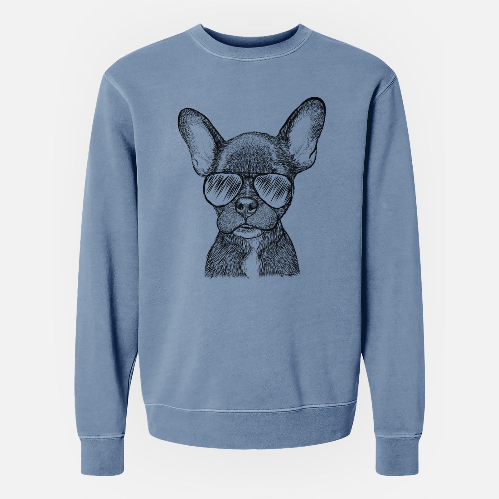 Aviator Henry the French Bulldog - Unisex Pigment Dyed Crew Sweatshirt