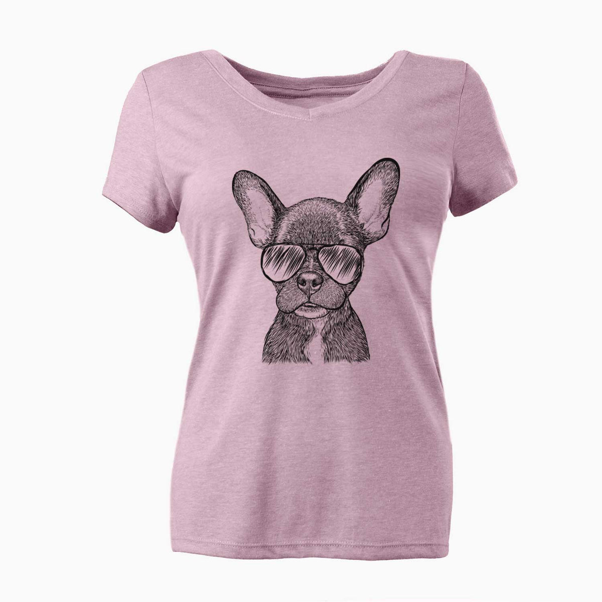 Aviator Henry the French Bulldog - Women's V-neck Shirt