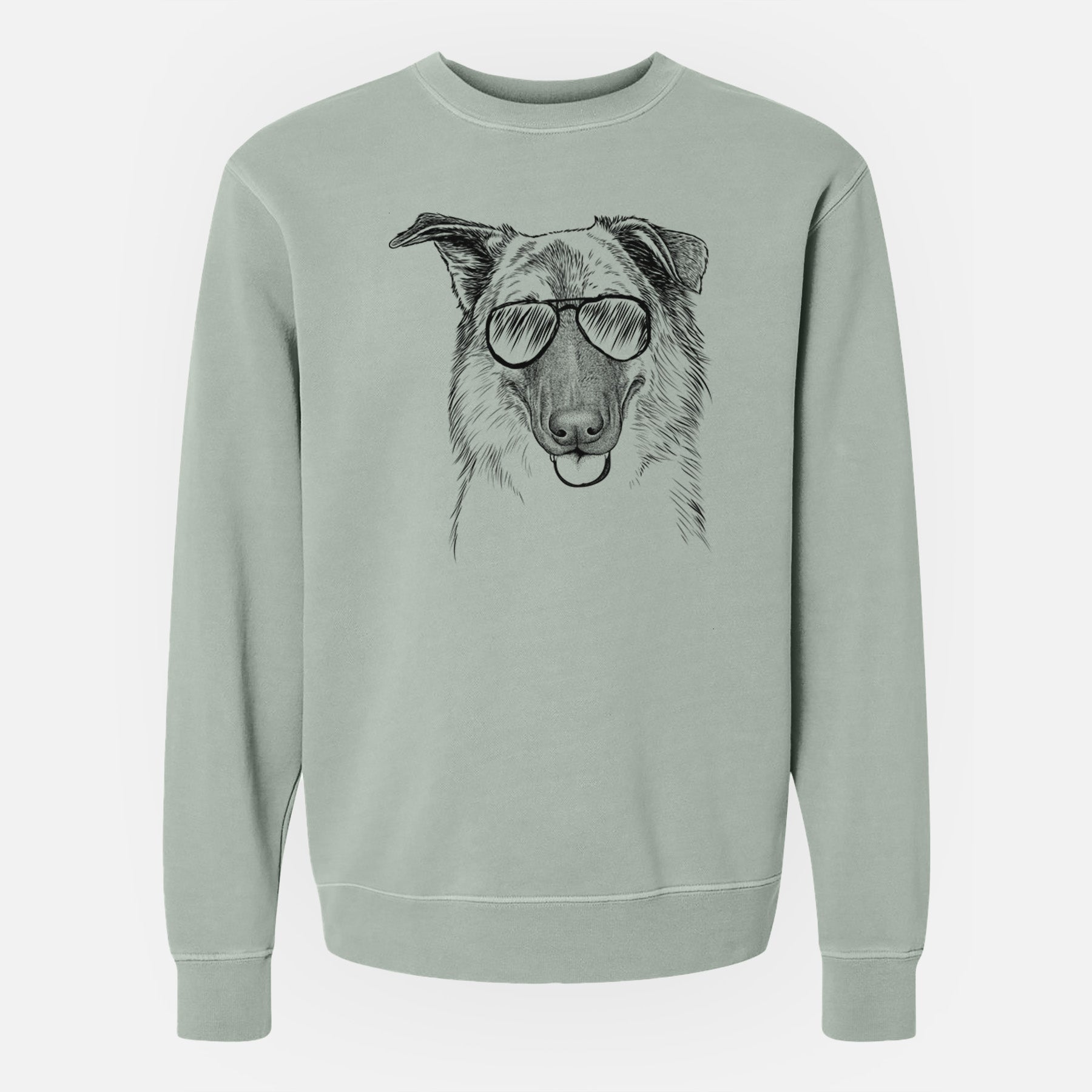 Aviator Henry the German Shepherd - Unisex Pigment Dyed Crew Sweatshirt