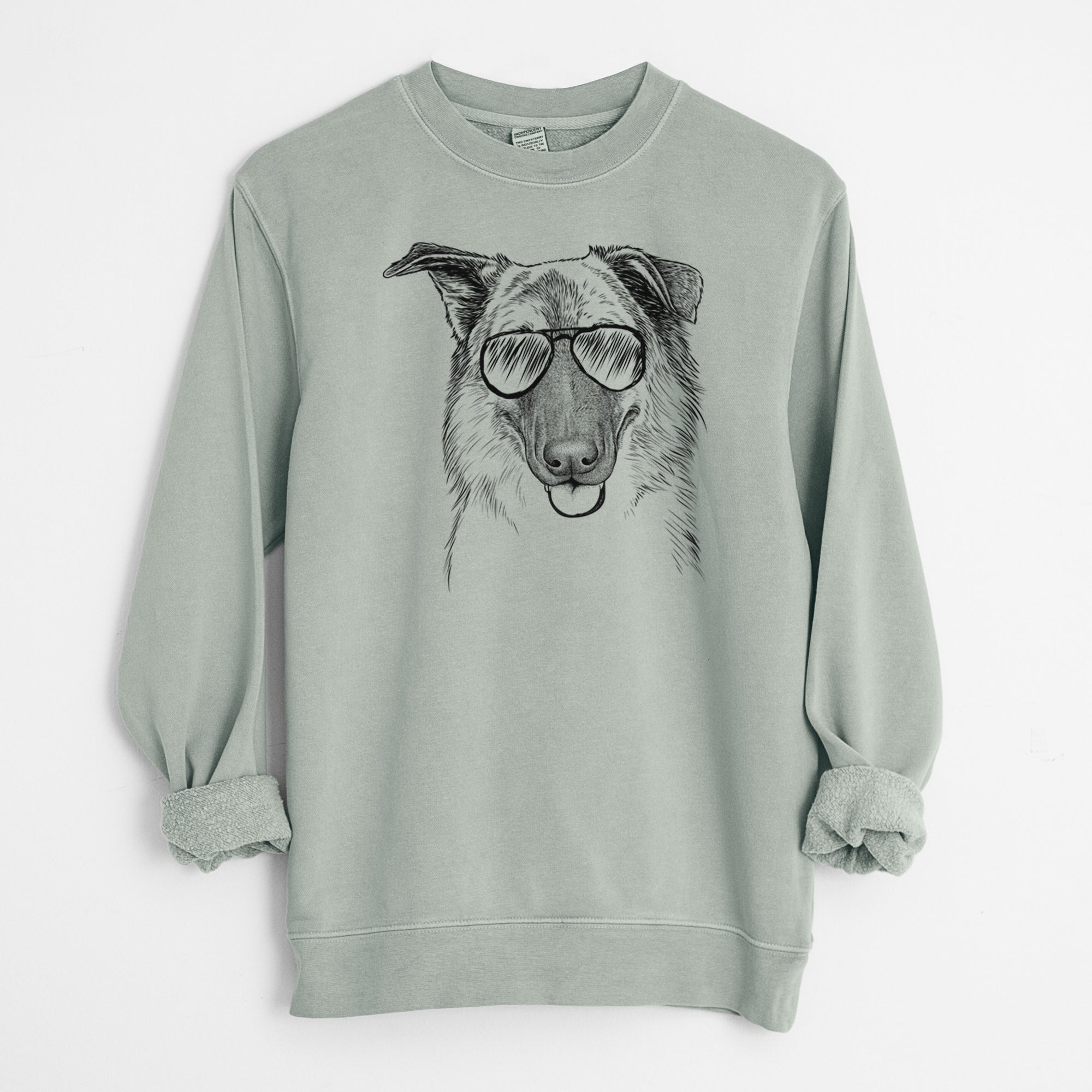 Aviator Henry the German Shepherd - Unisex Pigment Dyed Crew Sweatshirt