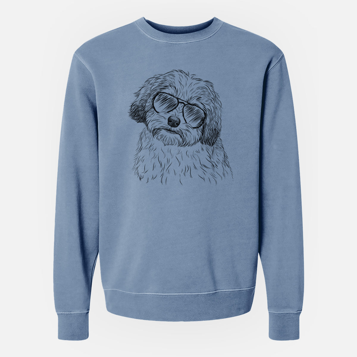 Aviator Henry the Havanese - Unisex Pigment Dyed Crew Sweatshirt
