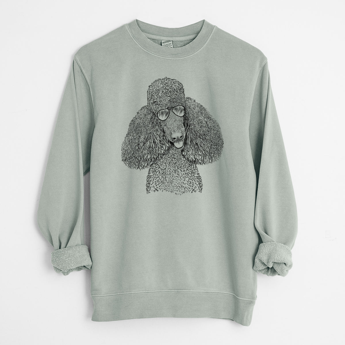 Aviator Henry the Standard Poodle - Unisex Pigment Dyed Crew Sweatshirt