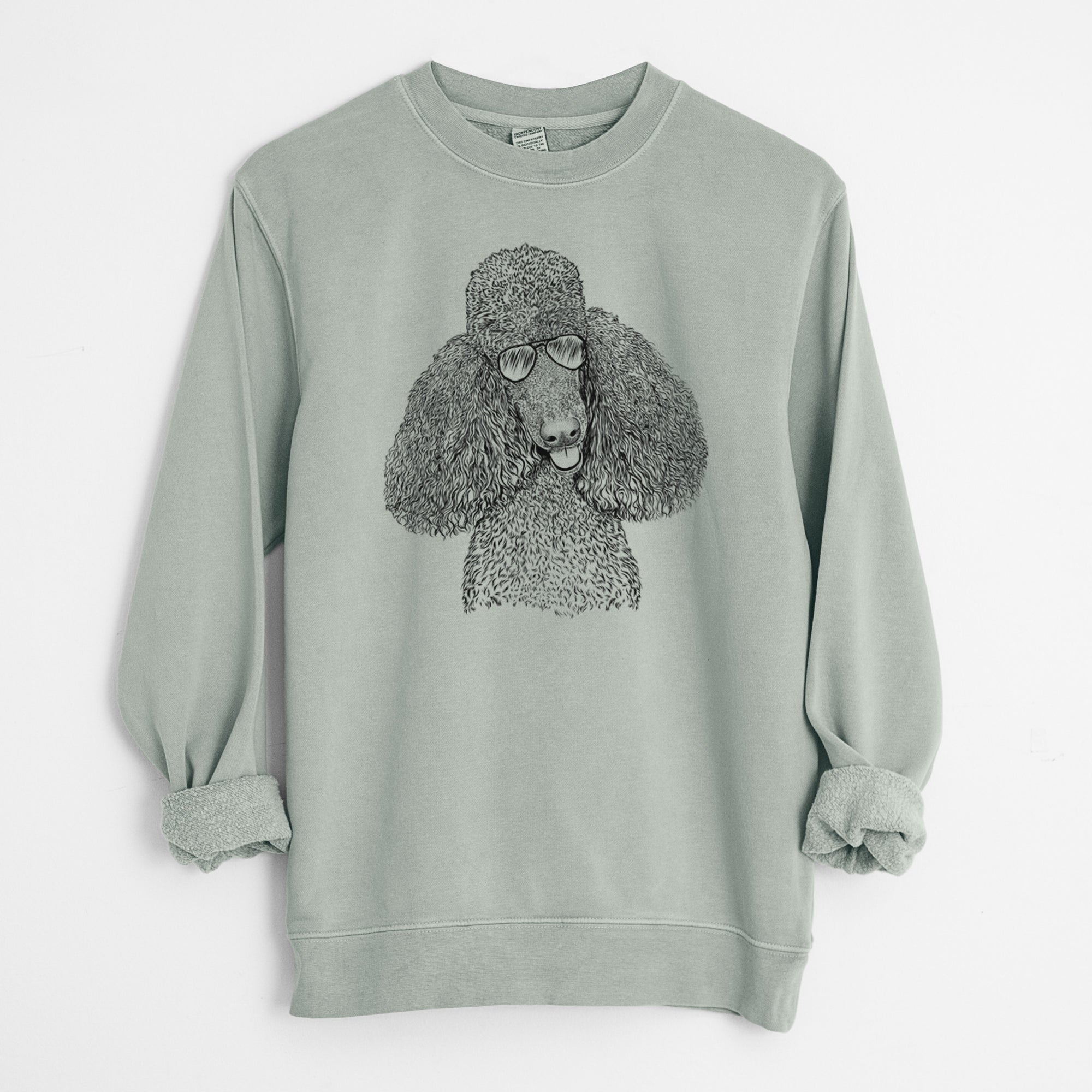 Aviator Henry the Standard Poodle - Unisex Pigment Dyed Crew Sweatshirt