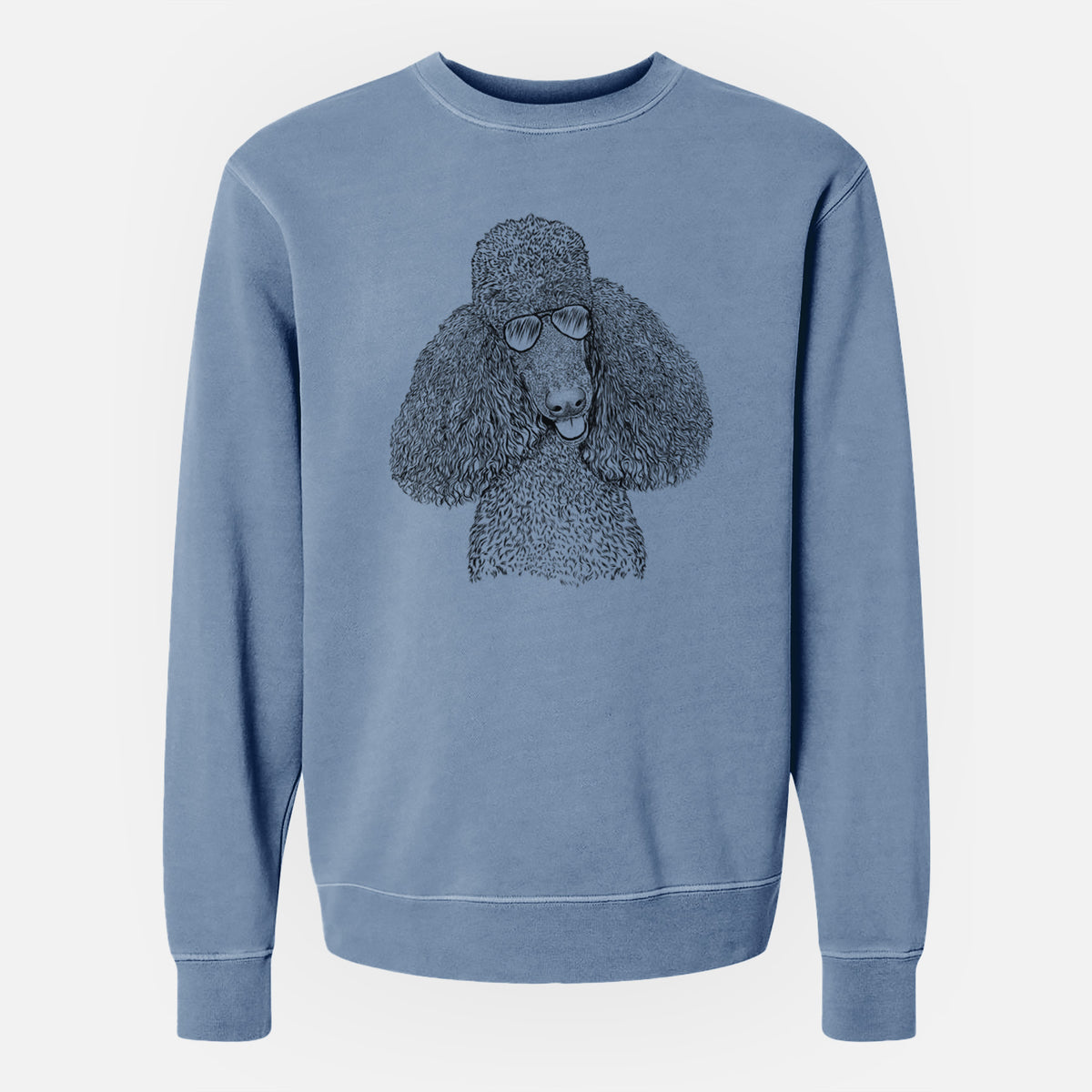 Aviator Henry the Standard Poodle - Unisex Pigment Dyed Crew Sweatshirt