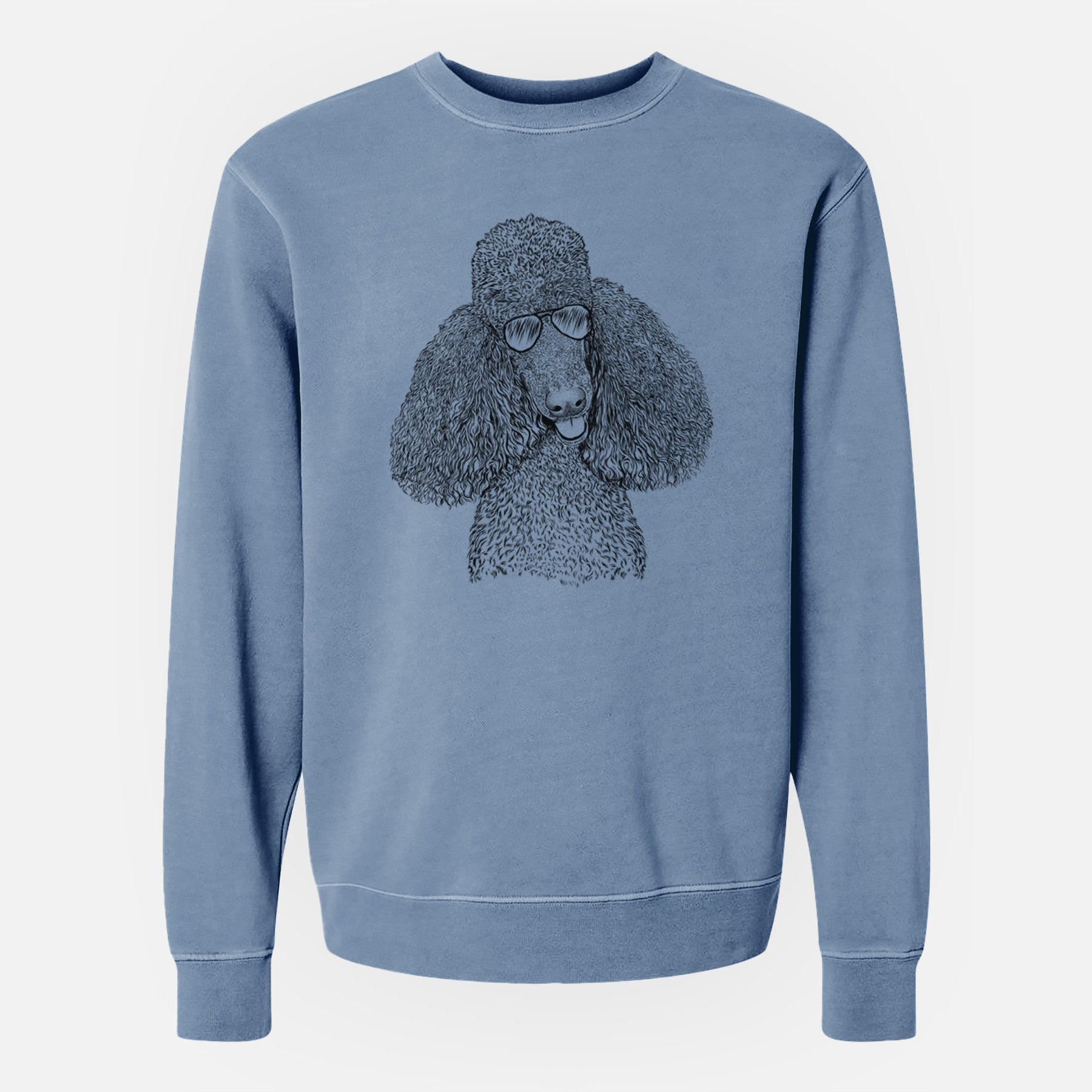 Aviator Henry the Standard Poodle - Unisex Pigment Dyed Crew Sweatshirt