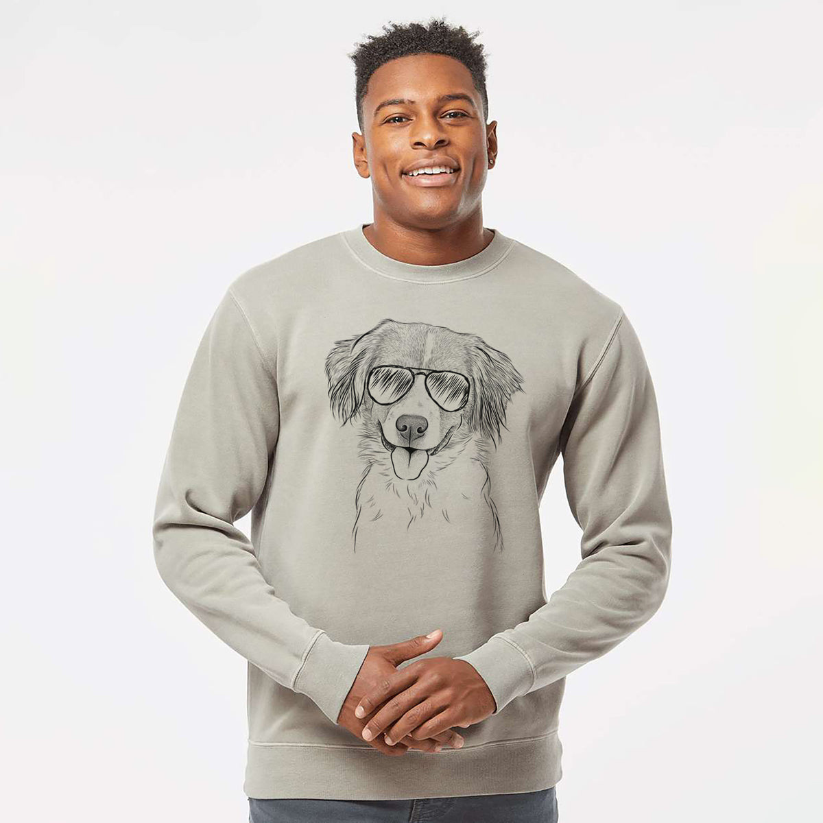 Aviator Hercules the Nederlandse Kooikerhondje - Unisex Pigment Dyed Crew Sweatshirt