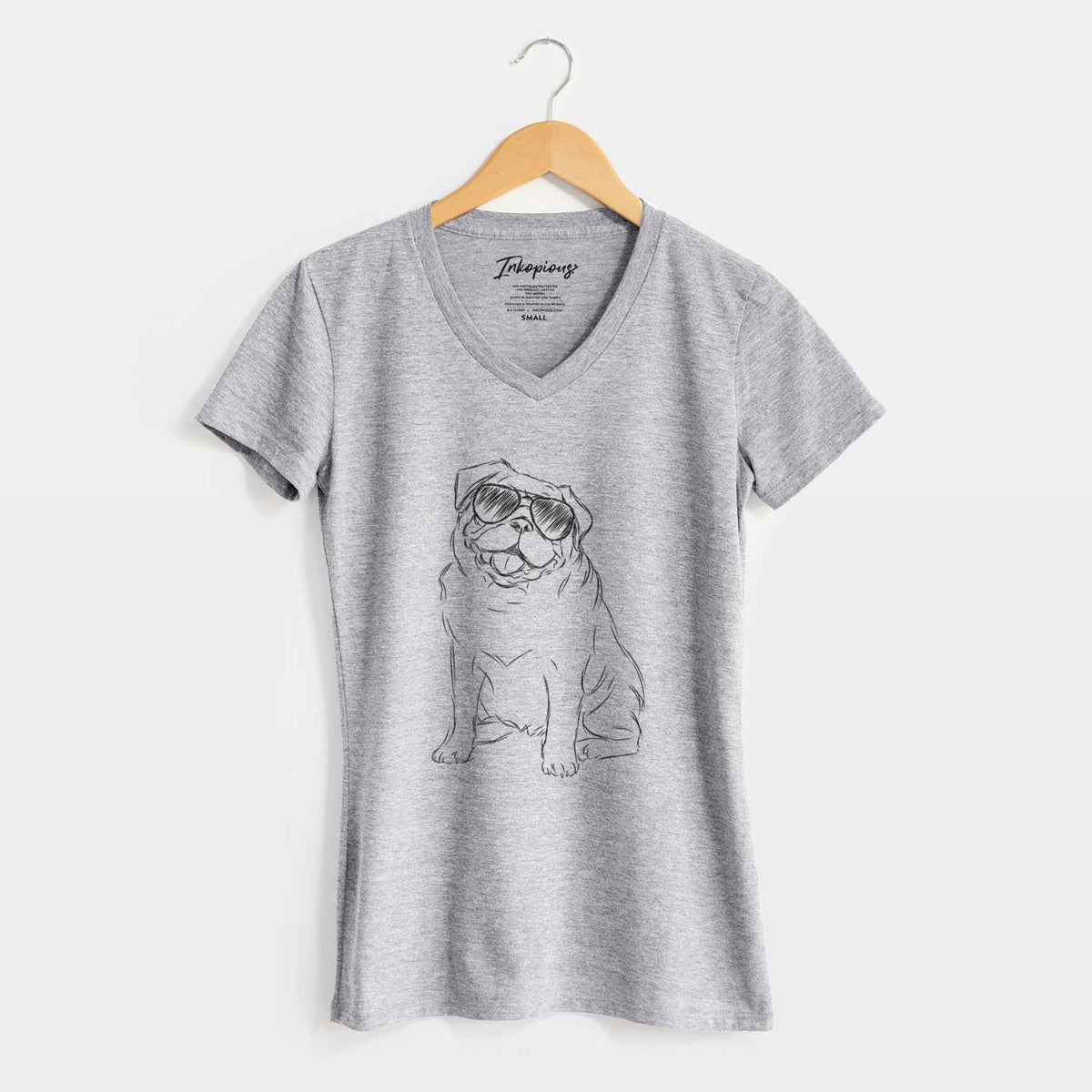 Aviator Higgins the Pug - Women's V-neck Shirt