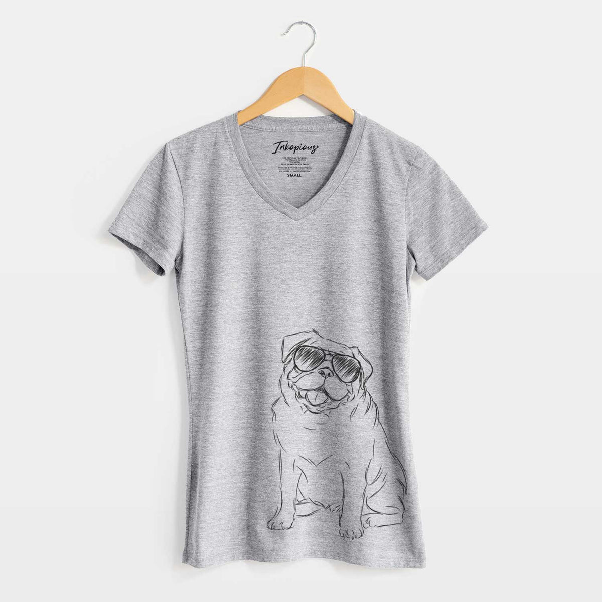 Aviator Higgins the Pug - Women&#39;s V-neck Shirt