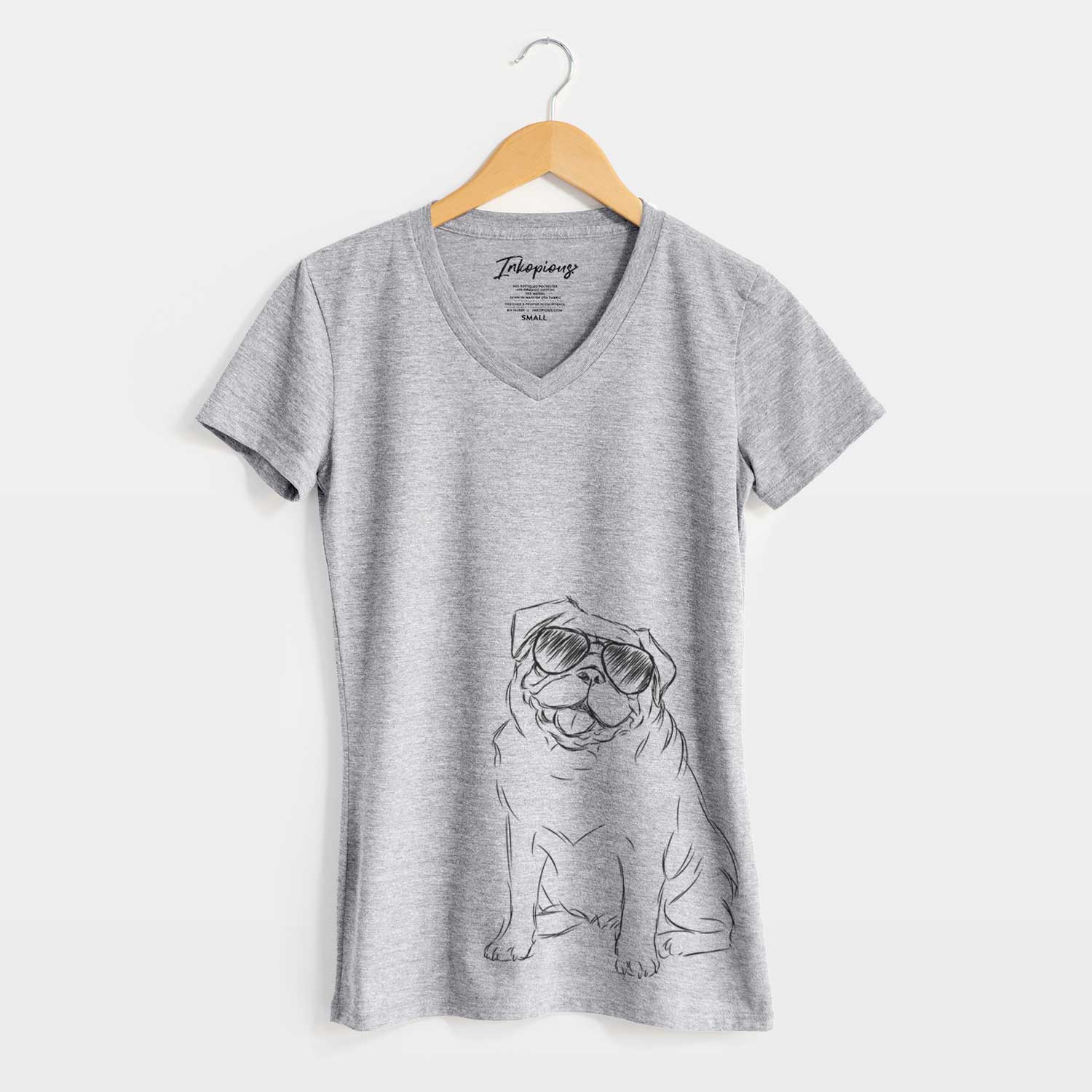 Aviator Higgins the Pug - Women's V-neck Shirt