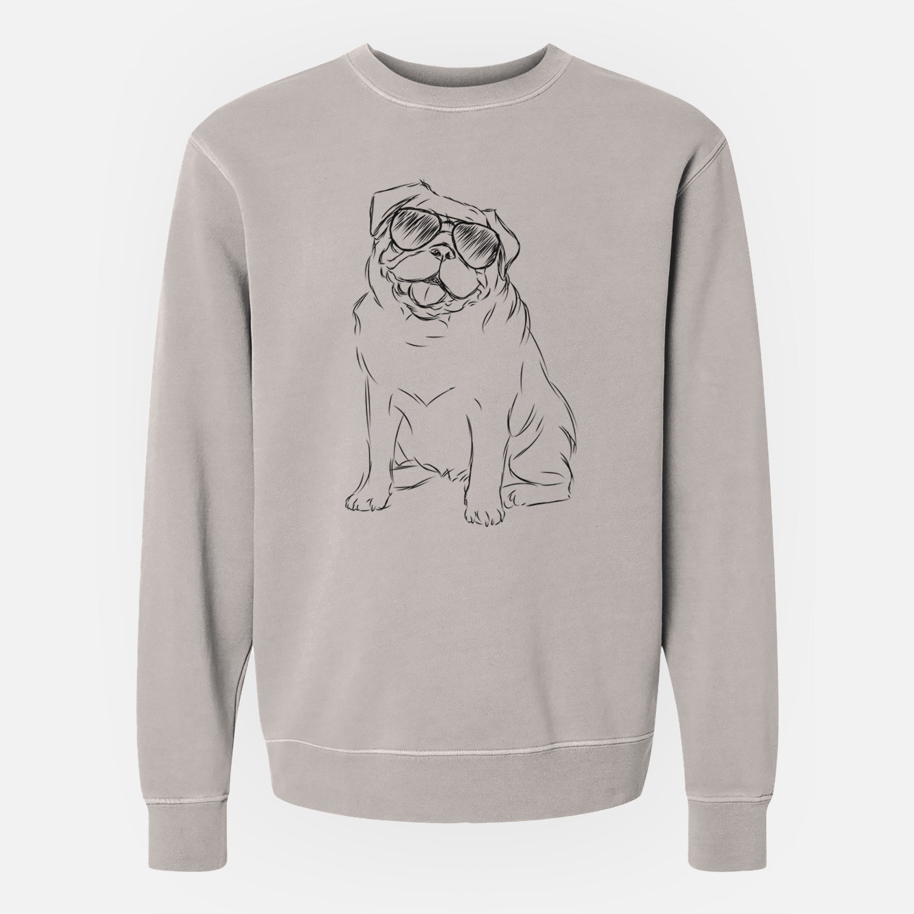 Aviator Higgins the Pug - Unisex Pigment Dyed Crew Sweatshirt